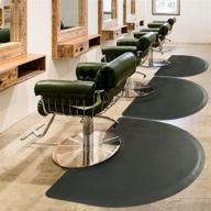 🪑 anti-fatigue salon mat: black semi circle hair stylist mat 3'x5' - 1/2" thick barber shop chair mat for comfortable office flooring logo