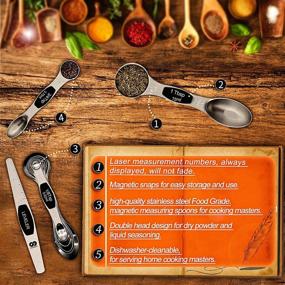 img 3 attached to 🥄 Magnetic Measuring Spoons Set: Dual Sided Stainless Steel Teaspoons Tablespoon for Dry and Liquid Measurements, Perfect for Spice Jars - Set of 9