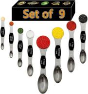 🥄 magnetic measuring spoons set: dual sided stainless steel teaspoons tablespoon for dry and liquid measurements, perfect for spice jars - set of 9 logo