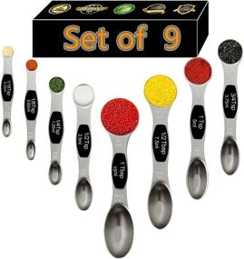 img 4 attached to 🥄 Magnetic Measuring Spoons Set: Dual Sided Stainless Steel Teaspoons Tablespoon for Dry and Liquid Measurements, Perfect for Spice Jars - Set of 9