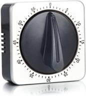 ⏰ timer kitchen timer 60 minute timing with 80db alarm sound - magnetic countdown timer for home cooking, baking, washing, steaming - manual stainless steel face mechanical timer (no batteries required) logo