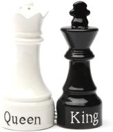 👑 chess magnetic ceramic salt and pepper shakers set - queen and king design logo