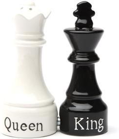 img 1 attached to 👑 Chess Magnetic Ceramic Salt and Pepper Shakers Set - Queen and King Design