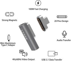 img 2 attached to 🔌 Lyare USB C Magnetic Adapter: 100W Fast Charging, 10Gb/s Data Transfer, 4K@60Hz HD Output – Compatible with MacBook Pro/Air, iPad Pro (Grey)