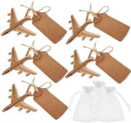 ✈️ pack of 25 airplane bottle opener with white sheer favor bag kraft escort card wedding favor baby shower return gifts travel theme party favor - start your adventure логотип