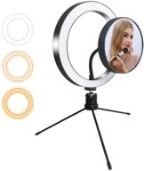 💡 10'' led ring light with tripod stand - perfect for video, makeup, and selfies - 3 light modes and cell phone holder - lighted vanity makeup mirror with magnification logo