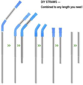 img 3 attached to 🥤 🍹 Складная многоразовая нержавеющая стальная сламка с синим чехлом, бирюзовым наконечником, идеально подходит для путешествий, вечеринок, на открытом воздухе и домашнего использования - в комплекте есть щетка для чистки.