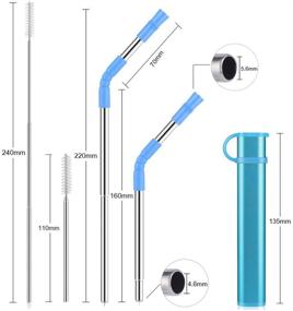 img 4 attached to 🥤 🍹 Складная многоразовая нержавеющая стальная сламка с синим чехлом, бирюзовым наконечником, идеально подходит для путешествий, вечеринок, на открытом воздухе и домашнего использования - в комплекте есть щетка для чистки.