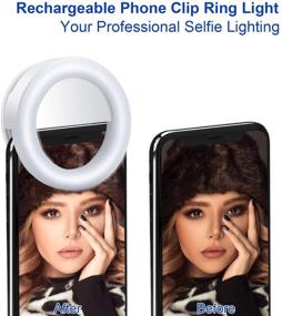 img 1 attached to 💡 Rechargeable Selfie Ring Light Clip On - Livelit Portable Mini Clip Light with Dimmable & Strobe Mode - Ideal for Makeup, Photography, Live Streaming, TikTok, Video Calls, Emergency Alarm - White