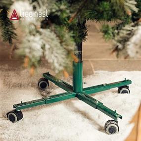 img 2 attached to 🎄 Green Tree Nest Christmas Tree Stand Base with Wheels - Movable Holder for 8ft Artificial Trees - No Need for Christmas Tree Collars or Skirts