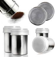 🧂 hansgo 2 set stainless steel powder suger shakers, mesh shaker powder cans with lid - perfect for salt, coffee, cocoa, cinnamon & seasoning logo