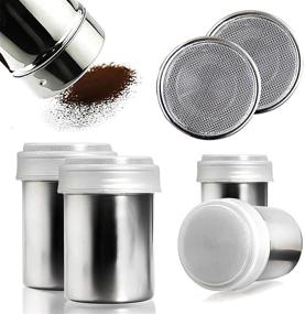 img 4 attached to 🧂 HANSGO 2 Set Stainless Steel Powder Suger Shakers, Mesh Shaker Powder Cans with Lid - Perfect for Salt, Coffee, Cocoa, Cinnamon & Seasoning