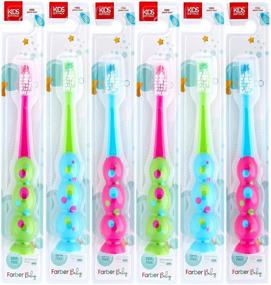 img 4 attached to 🦷 Farber Baby Kids Toothbrushes Set – Children's Toothbrush 6 Pack with Soft Bristles for Sensitive Teeth and Easy Grip Handles – Includes 6 Travel Covers (Pink, Blue, Green)