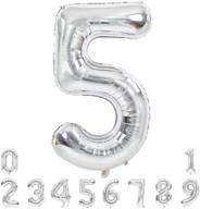 🎈 silver large numbers balloons 40 inch 0-9, digit 5 helium balloons, foil mylar big number balloons for birthday party anniversary supplies decorations логотип