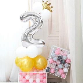 img 1 attached to 🎈 Silver Large Numbers Balloons 40 Inch 0-9, Digit 5 Helium Balloons, Foil Mylar Big Number Balloons for Birthday Party Anniversary Supplies Decorations