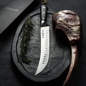 img 1 attached to 🔪 CUTLUXE 10 Inch Cimitar Knife - High Carbon German Steel Butcher & Breaking Knife with Razor Sharp Blade - Ergonomic Handle Design - Artisan Series