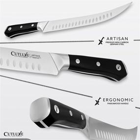 img 3 attached to 🔪 CUTLUXE 10 Inch Cimitar Knife - High Carbon German Steel Butcher & Breaking Knife with Razor Sharp Blade - Ergonomic Handle Design - Artisan Series