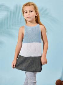 img 1 attached to 🎽 Sleeveless Knit Tops for Girls – Color Block Halter Neck Cami Tank Shirts in Loose Summer Style