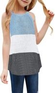 🎽 sleeveless knit tops for girls – color block halter neck cami tank shirts in loose summer style logo