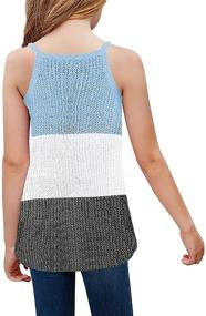 img 3 attached to 🎽 Sleeveless Knit Tops for Girls – Color Block Halter Neck Cami Tank Shirts in Loose Summer Style