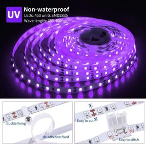 img 3 attached to Dimmable 33ft Black Light Strip Fixture with 12V LED Purple Strip Lighting - Premium Flexible Linkable Indoor String Light for Bedroom, Party, Mirror, and Kitchen - 900 Unit SMD 2835 LEDs Tape Light