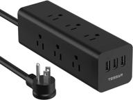 💡 tessan пылевлагозащищенная настенная розетка: 9 розеток переменного тока, 3 usb-порта, 6,5 футовый кабель – идеальная станция для зарядки на столе дома и в офисе, черного цвета логотип