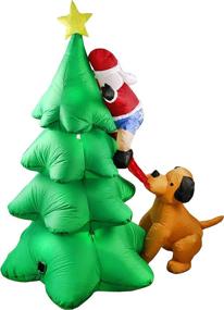 img 2 attached to 🎅 6.5 Ft Lighted Christmas Inflatable Santa Claus Climbing Tree with Dog, Self-inflate Air Blown Holiday Yard and Garden Decoration