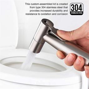 img 1 attached to 🚽 Premium Stainless Steel Bidet Sprayer Kit for Self Cleaning - Reduce Toilet Paper Waste with Handheld Bathroom Hand Shower