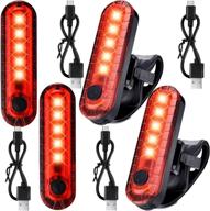 🚴 4-piece usb rechargeable bike taillight set - led bright bicycle rear light waterproof - bike safety lights cycling flashlight - includes usb cables logo