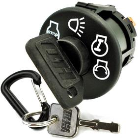 img 4 attached to 🔑 High-Quality Replacement Starter Ignition Switch for John Deere LT133 LT150 LT155 LT160 LT166 LT170 LT180 LT190 LTR155 LTR166 LTR180 - Fits 7-Terminal Type with Headlights - Includes 1 Umbrella Key, 1 Steel Key, and Carabiner