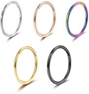 💉 surgical steel nose rings hoop set for women men - 5 pcs 20g 18g 16g cartilage & tragus piercings logo