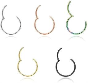 img 2 attached to 💉 Surgical Steel Nose Rings Hoop Set for Women Men - 5 Pcs 20G 18G 16G Cartilage & Tragus Piercings