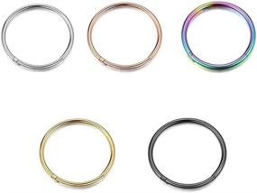 img 3 attached to 💉 Surgical Steel Nose Rings Hoop Set for Women Men - 5 Pcs 20G 18G 16G Cartilage & Tragus Piercings