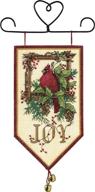 🎄 dimensions cardinal joy mini christmas banner cross stitch kit: 14 count ivory aida, 5'' x 10'' – create festive holiday decor! logo