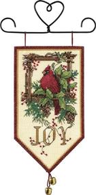 img 1 attached to 🎄 DIMENSIONS Cardinal Joy Mini Christmas Banner Cross Stitch Kit: 14 Count Ivory Aida, 5'' x 10'' – Create Festive Holiday Decor!