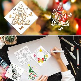 img 3 attached to 🎄 18-Piece Christmas Stencils Set: Reusable Plastic Craft Painting Stencils for Journal Templates, Wood, Rocks, Walls, Art, and Card DIY Projects