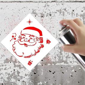 img 1 attached to 🎄 18-Piece Christmas Stencils Set: Reusable Plastic Craft Painting Stencils for Journal Templates, Wood, Rocks, Walls, Art, and Card DIY Projects