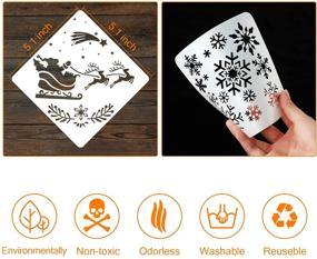 img 2 attached to 🎄 18-Piece Christmas Stencils Set: Reusable Plastic Craft Painting Stencils for Journal Templates, Wood, Rocks, Walls, Art, and Card DIY Projects