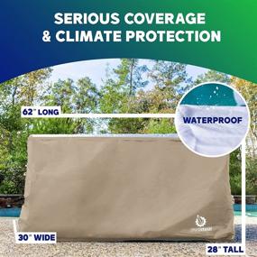 img 1 attached to 📦 YardStash XXL Tan Deck Box Cover - Heavy Duty, Waterproof Protection for Outdoor Cushion Storage and Large Deck Boxes - Rain, Wind and Snow Shield