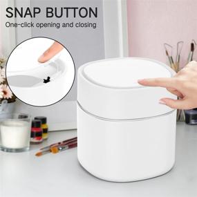 img 1 attached to 🗑️ 2L Mini Desktop Trash Can with Lid - Tabletop Wastebasket for Office, Kitchen, Table, Desk, Bedroom, Living Room, Bathroom, Dressing Table (D-Style)