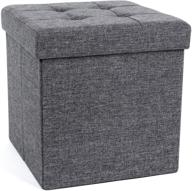 songmics storage ottoman cube footrest stool coffee table puppy 🐾 step, 15x15x15 inches, holds up to 660lb, dark gray fabric (ulsf27z) logo