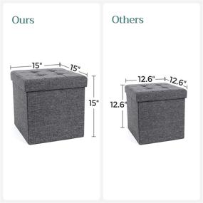 img 1 attached to SONGMICS Storage Ottoman Cube Footrest Stool Coffee Table Puppy 🐾 Step, 15x15x15 Inches, Holds Up to 660lb, Dark Gray Fabric (ULSF27Z)