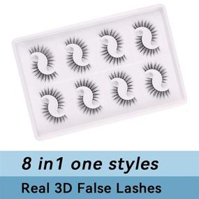 img 3 attached to 👁️ Enhance Your Eyes: 8 Pairs of 18mm Faux Mink Eyelashes for Reusable Wispy Curled Fluffy Short False Lashes in a Convenient Pack