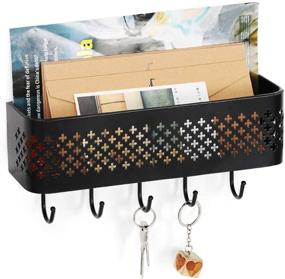 img 1 attached to 📫 Efficient NEX Mail Sorter Key Organizer Wall Mount with Metal Entryway Storage Basket and 5 Hooks for Coats and Keys