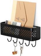 📫 efficient nex mail sorter key organizer wall mount with metal entryway storage basket and 5 hooks for coats and keys логотип