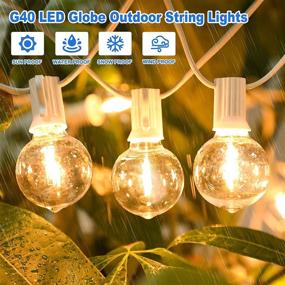 img 1 attached to 🌟 2-Pack 100ft Outdoor G40 LED Globe String Lights - Dimmable, Shatterproof, Waterproof, Connectable Commercial Hanging Lights with 52 Bulbs for Patio, Balcony, Backyard Party - White Wire