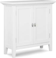 🔳 solid wood 32 inch rustic low storage cabinet in white by simplihome: redmond series logo