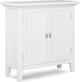 img 4 attached to 🔳 SOLID WOOD 32 inch Rustic Low Storage Cabinet in White by SIMPLIHOME: Redmond Series