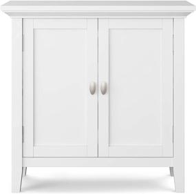 img 1 attached to 🔳 SOLID WOOD 32 inch Rustic Low Storage Cabinet in White by SIMPLIHOME: Redmond Series