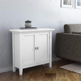 img 3 attached to 🔳 SOLID WOOD 32 inch Rustic Low Storage Cabinet in White by SIMPLIHOME: Redmond Series